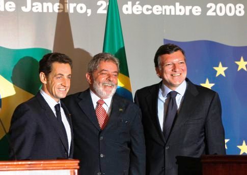 Sarkozy, Lula, Durão Barroso - © F. de la Mure/MAEE